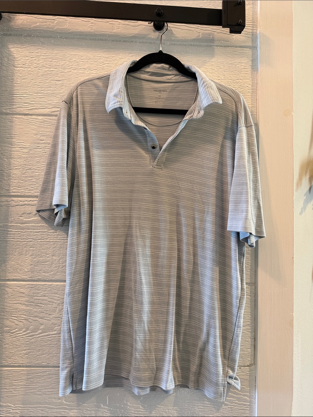 Van Heusen Light Blue & White Striped Polo XL